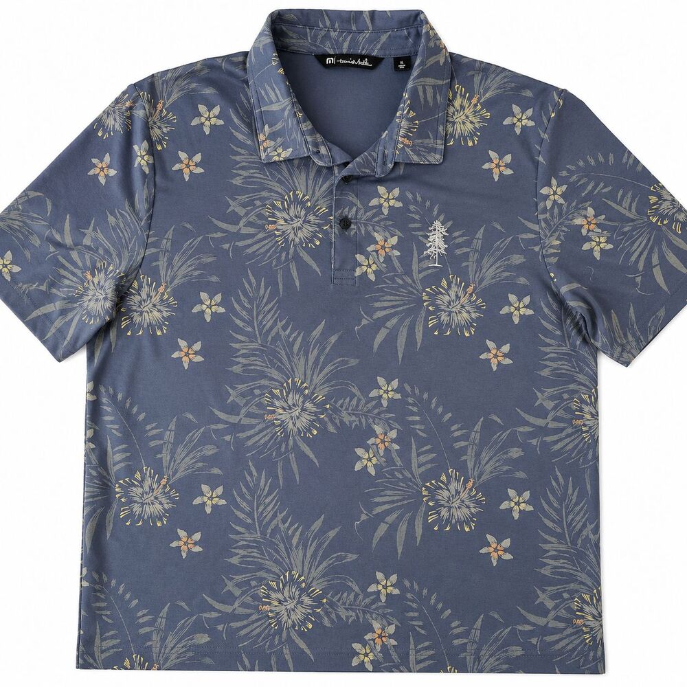Travis Mathew Polo Men's XL Blue Floral Golf Shirt